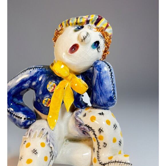 Hand Crafted Ceramic "Jack" Clown Boy Figurine Whimsical Signed LaVora Unique - Picture 2 of 8
